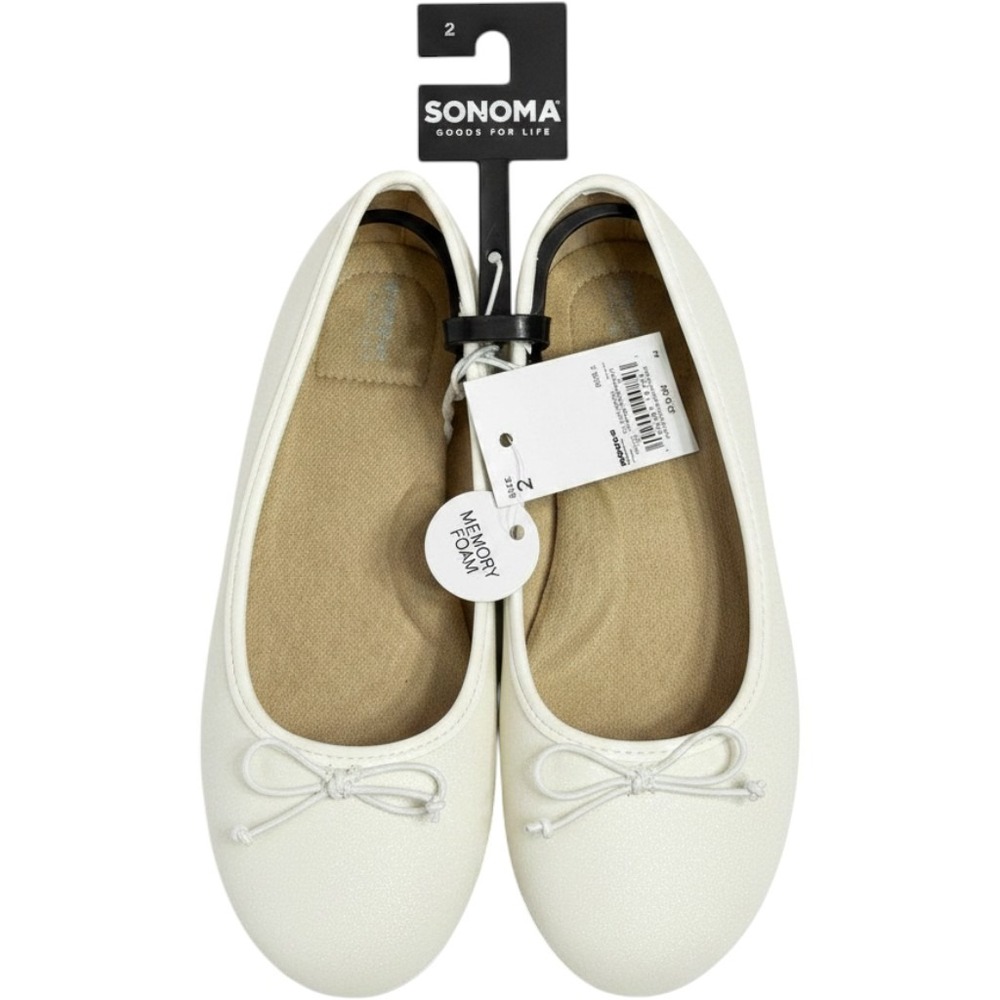 Sonoma Goods For Life Girls Uma White Sparkle Ballet Flats‎ Memory Foam Size 2